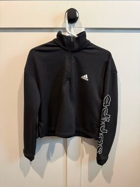 Adidas Black Half-Zip Sweatshirt with Sleeve Logo